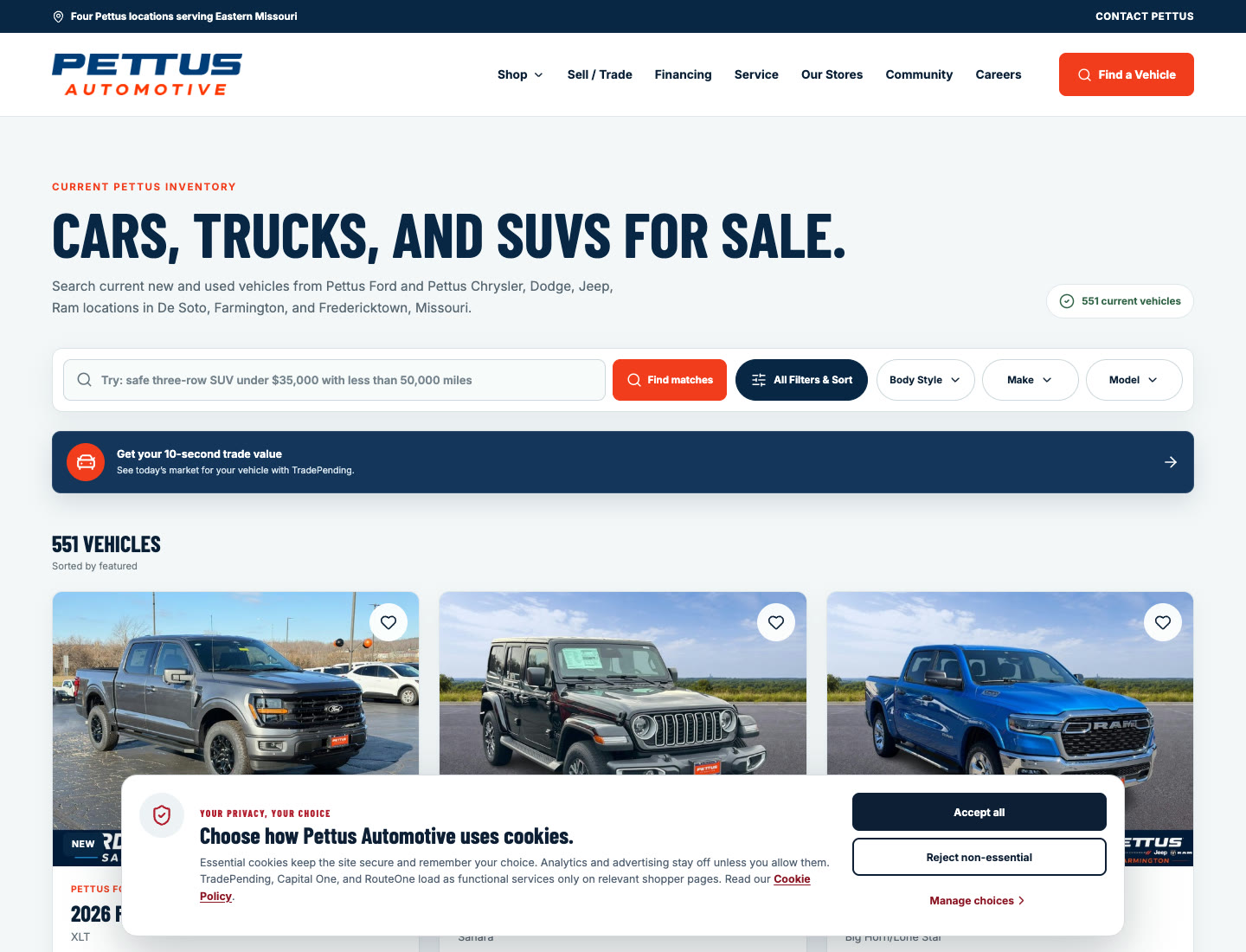 Custom automotive inventory application with crawlable search and vehicle-detail routes
